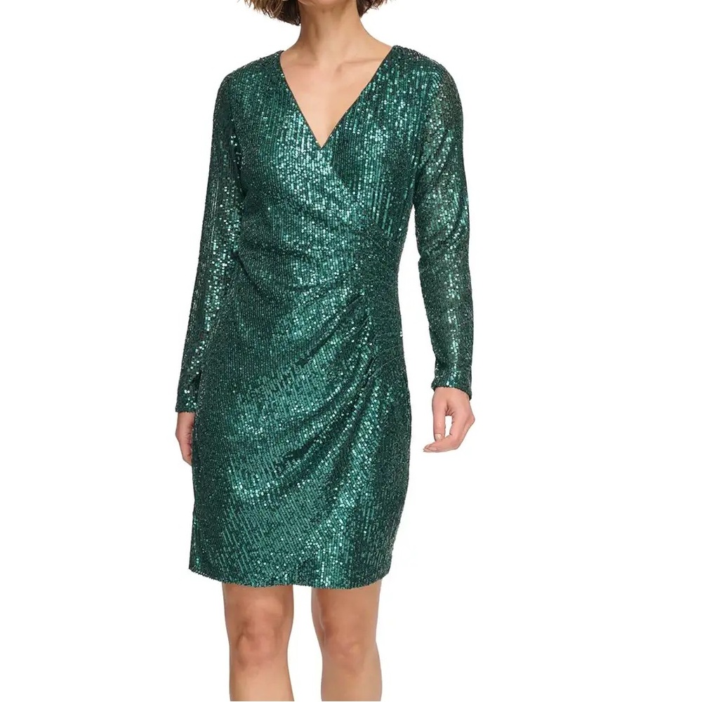 DKNY Sequin Side Ruched Dress